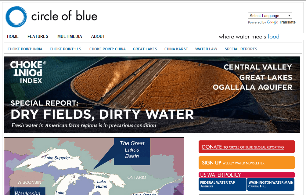 世界中の水に関するニュースサイト「Circle Of Blue」